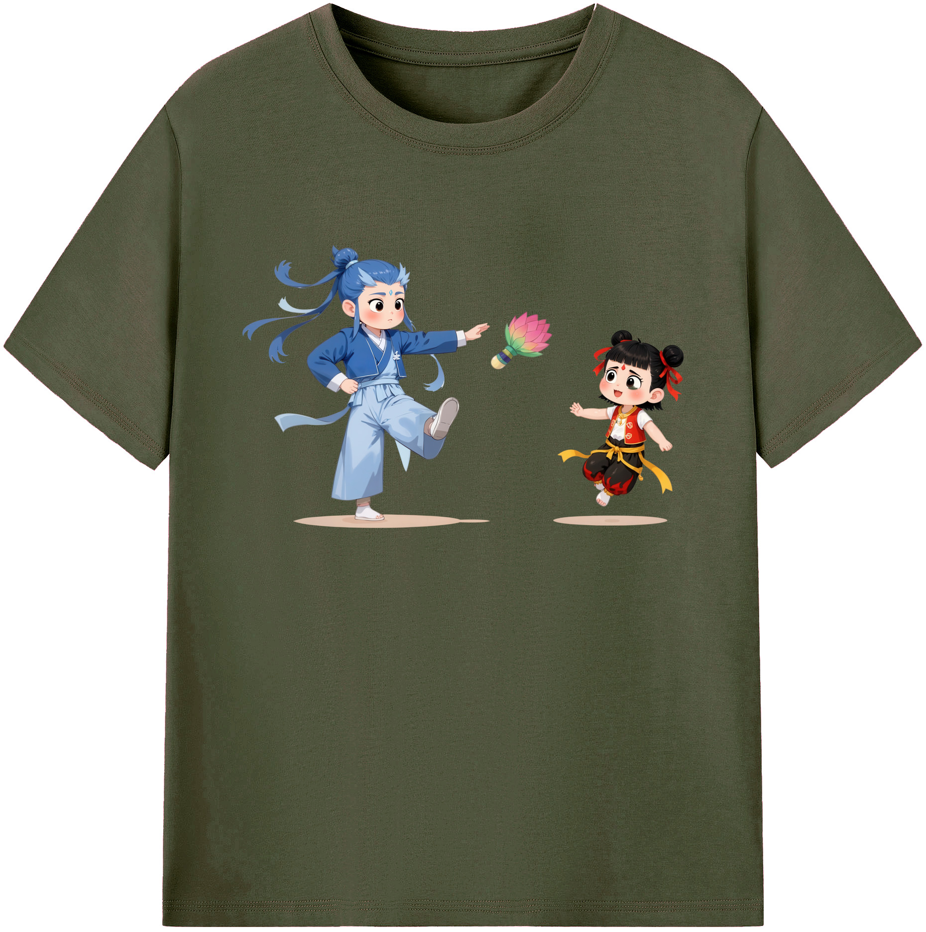 （画像用） Ne Zha 2 ナタ 魔童の大暴れ 綿100％ メンズ半袖Tシャツ｜肌触りやわらか＆通気性